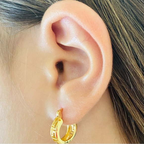 Greek Style Earrings, Small Greek Hoops - Picture 14 of 14
